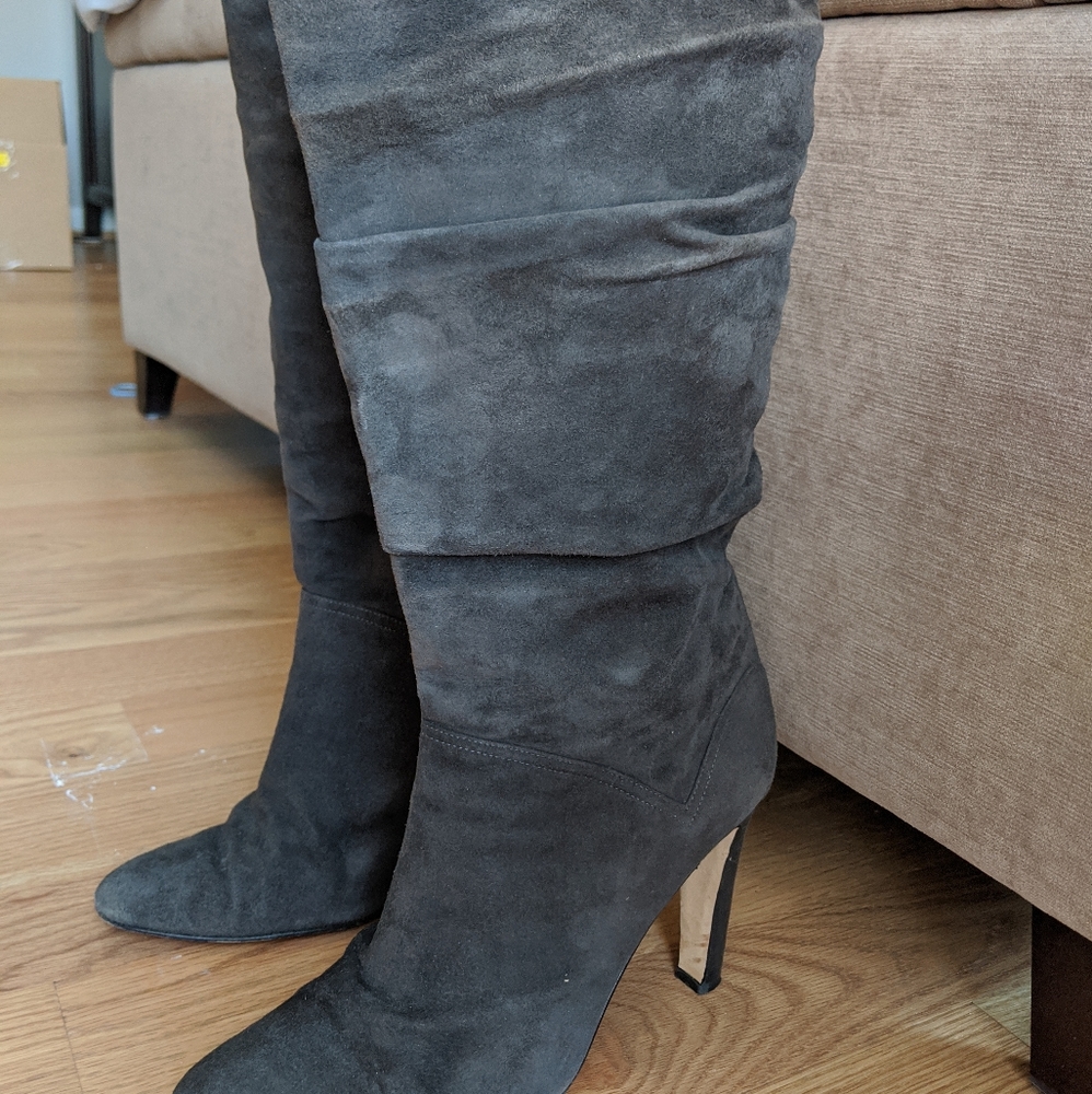 Manolo Blahnik Grey Suede Slouch Boots